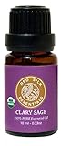 Organic Clary Sage Essential Oil, 100% Pure USDA Certified Organic Salvia Sclarea - 10ml Undiluted