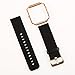 Valkit Compatible Fitbit Blaze Watch Bands Genuine Leather Strap Bracelet Wrist Band with Stainless Steel Frame Replacement for Fitbit Blaze Smart Fitness Watch- (Black Leather +Rose Gold Metal Frame)