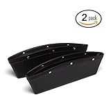 MATCC 2PCS Car Pocket Organizer Synthetic Leather Gap Filler Car Seat Slit Pocket Storage Catcher Pad Side Console Black