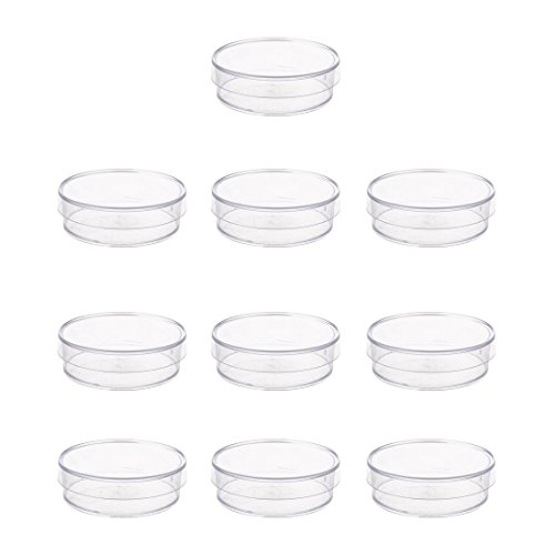 Nrpfell 10 pcs. 35mm x 10mm Sterile Plastic Petri Dishes with Lid for LB Plate Yeast (Transparent Color)