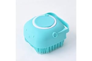 Dog Bath Brush Pet Grooming Brush YAWALL Soft Silicone Massage with Shampoo Dispenser, Rubber Bristle for Dogs and Cats Showe