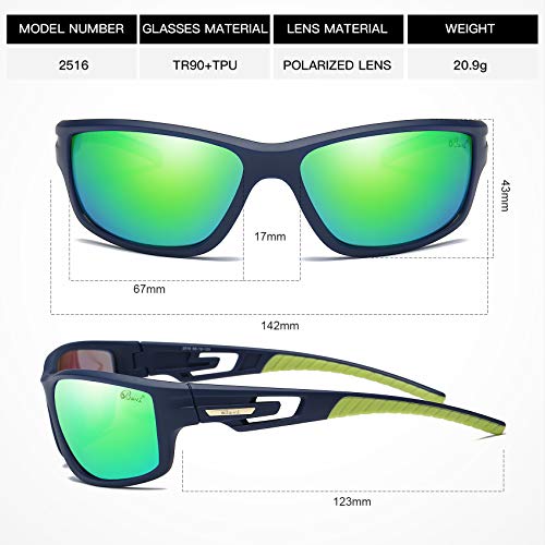 Bevi Men's Polarized Rectangular Wrap Around Cycling Sunglasses TR90