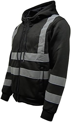 Hi Vis Visibility Safety Hooded Zip Sweatshirt Work Jacket Top EN471