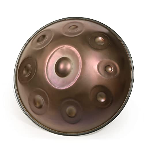 CVNC Harmonic Handpan Brown Color 9 Note Steel Tongue Percussion Drum 22 Inch Hand Drum Hand Pan