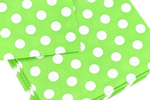 FiveSeasonStuff Greaseproof Paper Bags for Food Candy Goodies Gift Party Wedding Favors Birthday Baby Shower Buffets Picnics BBQ Arts & Crafts DIY Retail (5.12''x 7'') â€” PACK 100 (Green, Polka Dots)