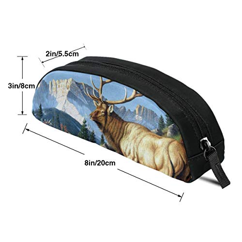 HengZhe Pencil/Pen Case Cosmetic Bag Elk Wildlife Students Pouch Stationery Holder Office Organizer - Thumbnail 2