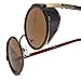 Sunclassy Metal Frame Side Shield Oval 52mm Hipster Round Sunglasses Vintage Retro Steampunk Gothic Hippie Circle Retro (Brown, Brown)