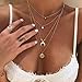 Luxcastle Coin Moon Multilayer Necklace Fashion Women Sequins Pendant Necklace Long Chain