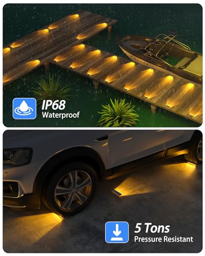 DetarZinLED Pack of 8 Outdoor Solar Garden Stair Lights, IP68 Waterproof, Warm White LED Solar Light for Garden, Path, Stairs, Driveway, Patios, Floor