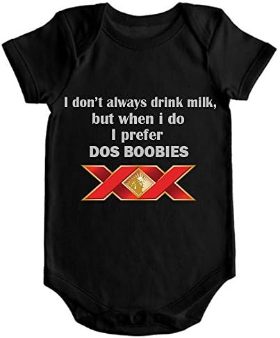 VRW I dont always drink milk but when i do i prefer Dos boobies unisex Onesie Romper Bodysuit (3-6months, Black)
