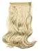 SARLA Invisible Wire Hair Extensions with 3 Clips Long Synthetic Wavy Curly Hairpiece Adjustable Transparent Headband for Women 18 Inch Beach Blonde