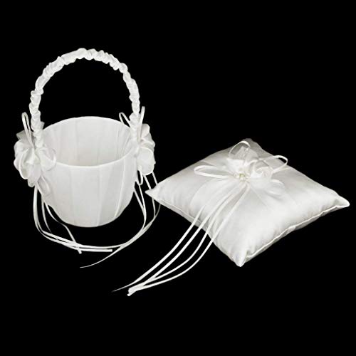 YaptheS Bud Decorated Wedding Flower Girl Basket Ivory - Thumbnail 4