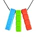 Quell-O Quad-Blockz Chewelry Oral Sensory Stimulation - Chew Necklace Tool For Mild Chewers Only - Tough, Blue