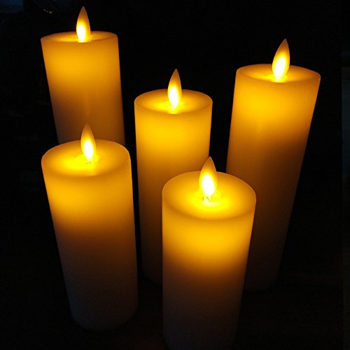 smtyle Real Flame Effect Candles set of 5 Battery Operated with Moving