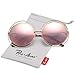 Pro Acme Women’s Double Circle Metal Wire Frame Oversized Round Sunglasses (Pink Mirrored Lens)