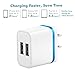 OKRAY 3 Pack 2A 10W Colorful Portable Dual USB Travel Wall Home Charger Power Adapter Plug for iPhone 7 SE 6s Plus, iPad Air, Samsung Galaxy, Android, HTC, Google Nexus, Nokia (Black Silver Blue)