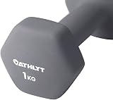 Athlyt Neoprene Dip Dumbbell Set 2 x 1kg Grey Non-Slip Hex view 3