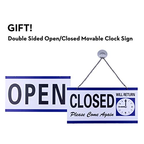 LED Neon Open Sign for Business - Bright White | Large for Business Displays 22.5'' x 9.5'' | Unique Modern Design | Five Steady and Flashing Modes | Includes Extra Will Return Open Closed Clock Sign