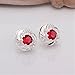 NYKKOLA 925 Sterling Silver Fashion Beautiful Crystal Ruby Stud Earring For Women Girls
