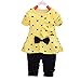 XILALU New Baby Sets Heart-Shaped Print Bow Cute 2PCS Kids Set T Shirt + Pants (6-12M, Yellow)