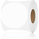 3 inch White Round Thermal Printer Labels, Waterproof Circle Direct Thermal Labels for DIY Logo Design, Multi-Purpose Self-Adhesive Sticker Label, Compatible with Rollo&MUNBYN
