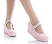 Aisun Women's Cute Comfy Patent Leather Round Toe Buckle Strap Platform Heels Dress Wedge Mid Heel Mary-Jane Pumps Shoes Pink 9 B(M) US
