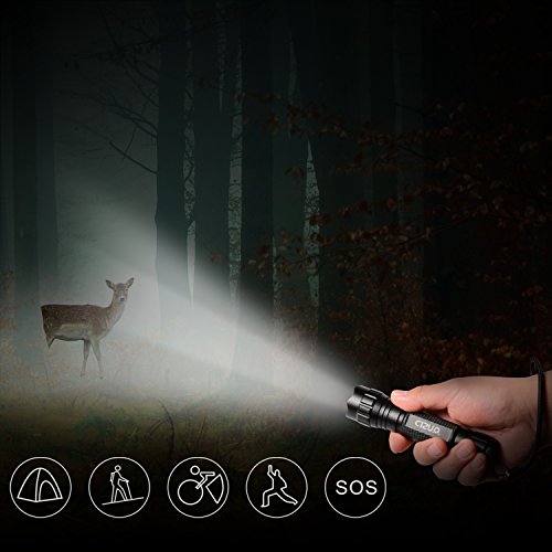 CISNO 1000 Lumens LED Tactical Flashlight Torch Pressure Switch with 1 inch Offset Mount for Hunting Hiking, Flat Black