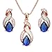 Hermosa Jewelry Sets Australian Opal Blue Sapphire Necklace Earrings