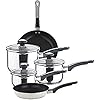Prestige-Everyday-Cookware-Set-Stainless-Steel-5-Piece-Non-Stick Prestige Stainless Steel Non Stick Pots and Pans Set of 5 - Suitable as Induction Hob Pan Set with Straining Lids…
