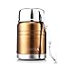 SOMIGA Insulated Stainless Steel Food Jar with Folding Spoon,Bag-Vacuum Double Walled BPA Free,Unbreakable,Leak Proof 17 OZ Storage Container (Gold)