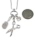 GLAM&CO Hairstylist Gifts - Hairdresser Jewelry Gifts - Scissors Barber Shears and Comb, Brush Charm Necklace for Women - Christmas Birthday Gifts for Hair Stylists (Shears & Brush Charms, Silver)