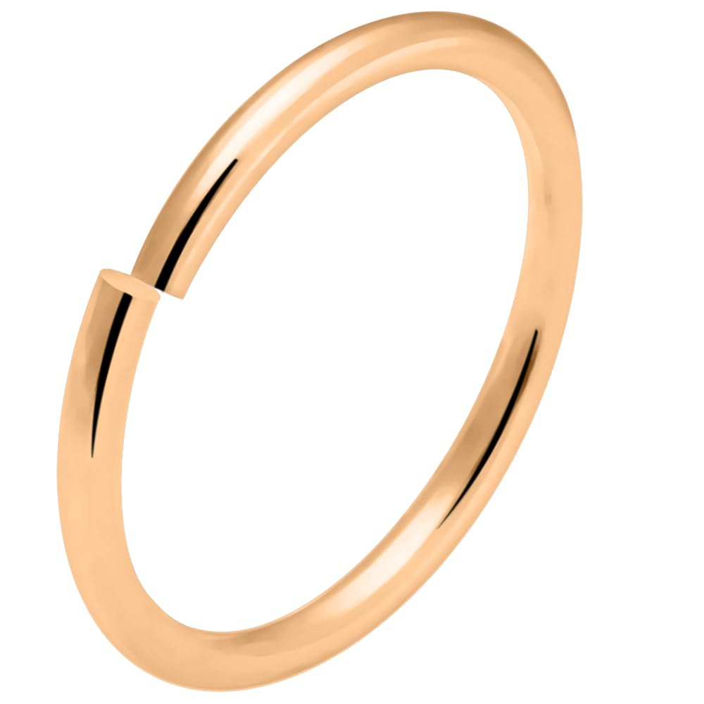 AZARIO LONDON 14K Rose Gold 22 Gauge - 6MM Diameter Seamless Continuous Open Hoop Nose Ring Nose Piercing — image 1