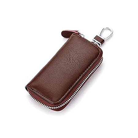DALUCI Genuine Key Holder Case Leather Keychains Pouch Bag Car Wallet Key Ring (Brown) (1)