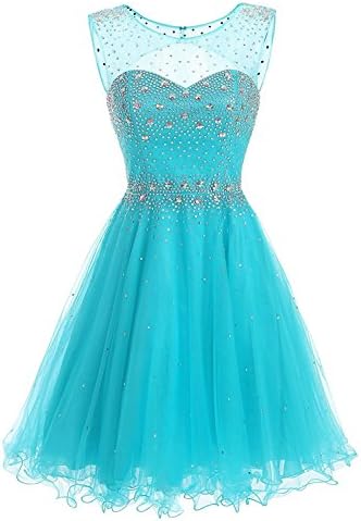 Liaoye Women's Sweetheart Homecoming Dresses Sequines Tulle Short Prom Gown Tiffany Blue 18