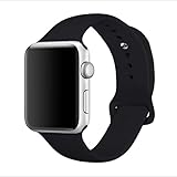 Yimzen Soft Silicone Sport iWatch Band Strap for Apple Watch Series 3 2 1 Sport & Edition 42mm S/M Black