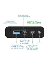 Batería externa 20000 mAh Banco de la energía QC 3.0 Cargador rápido portátil recargable paquetes de batería, cargador portátil para iPhone, iPad,, teléfono inteligente, tablet, color negro