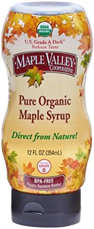 Maple Valley 12 Oz. Organic Maple Syrup in BPA-free Squeeze Bottle - Grade A Dark Robust *Formerly Grade B*