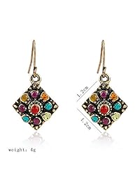 Pendientes de estilo nacional bohemio, pendientes de diamantes de imitación retro con forma de...