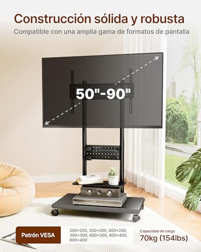 ECOTINY TV Stand for 50 to 90 Inch TV - Black