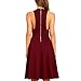 YOOHOG Summer Women’s A-Line Sleeveless Deep V-Neck MIDI Dress (L, Burgandy)