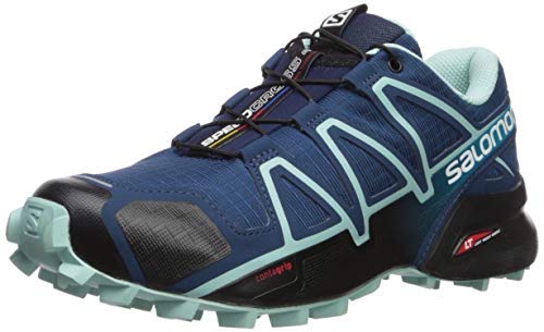 SALOMON Women's Speedcross 4 Wide W Trail Running Shoe, Poseidon/Eggshell Blue/Black, 6 US