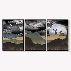 Framed Canvas Wall Art for Living Room, Bedroom Abstract Landscape Dream Place Canvas Prints for Home Decoration Ready to Hanging - 16"x24"x3 Panels