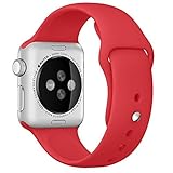 Apple Watch Band, HuanlongTM Soft Silicone Sport Style Replacement Iwatch Strap for Apple Wrist Watch (Red 38mm M/l)