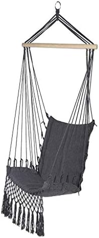 JGWHW Hammock Chair | Hanging Rope Swing Seat for Indoor & Outdoor | Soft & Durable Cotton Canvas | Large Reading Chair with Pocket for Bedroom, Patio, Porch (color : Gray)