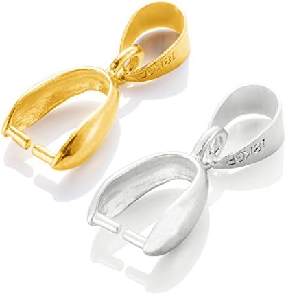 LolliBeads (TM) Beads Metal Pinch Clip Bail Bead Pendant Connector Jewelry Findings Silver/Gold Plated 7X20mm Pack of 100