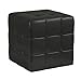Cortesi Home Braque Black Tufted Cube Ottoman in Leather Like Vinyl