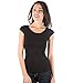 zhAjh Womens Basic Cotton Spandex Scoopneck Cap Sleeve Tee T Shirt