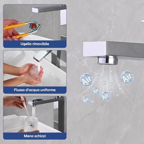 BuntHaus Chrome Bathroom Tap, High Basin Mixer, Bathroom Sink Tap, Adjustable Hot and Cold Water Mixer, Stainless Steel (Silver)
