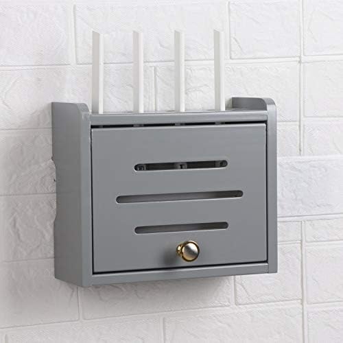 LBYMYB Solid Wood Wireless WiFi Router Storage Box, Wall-Mounted Power Wire Storage Shelf, Wall Occlusion Box Free Punching24.5x9.8x20cm Wall Shelf (Color : B, Size : 24.5x9.8x20cm)