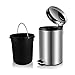 malmo Round Step Trash Cans with Lids, Brushed Finished Stainless Steel Waste Bins (5L)